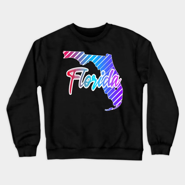 Florida Map Retrowave Style Crewneck Sweatshirt by AR DESIGN